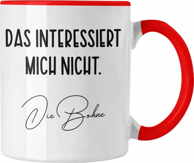 Produktbild von Trendation - Das Interessiert Mich Nicht Die Bohne Tasse Lustig Witz Humor Kollegin Geschenkidee (Rot)
