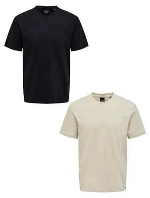 Produktbild von ONLY & SONS T-Shirt 2er-Set Rundhals Kurzarm Größe: S