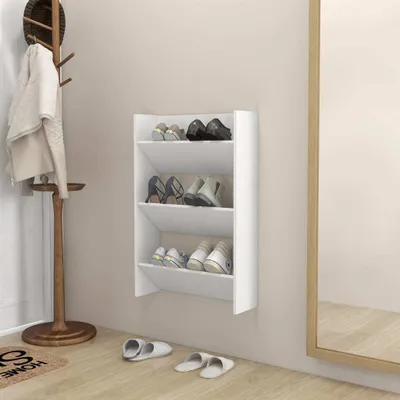 Produktbild von CLORIS Wand-Schuhschrank Weiß 60x18x90 cm Holzwerkstoff, 9,5 kg