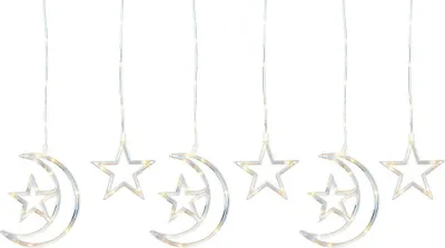 Produktbild von LED Lichtervorhang Sterne Mond 150er warmweiß 2,25x1m 35587