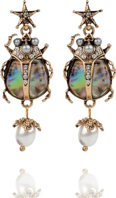 Produktbild von Mode Frauen Marienkäfer Faux Perle Strass Baumeln Ohrstecker Schmuck Geschenk