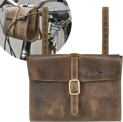 Produktbild von Greenburry Fahrradtasche Lenkertasche Ledertasche Vintage antik braun 20x16x8cm 1577-25