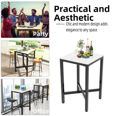 Produktbild von WISFOR Bartisch Küchentisch, Esstisch Marmor, Stehtisch für Esszimmer, Küche, Partyraum, mit Metallgestell, 70x70x105cm