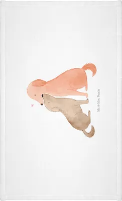 Produktbild von Mr. & Mrs. Panda Flauschtuch Hunde Liebe - Weiß - Geschenk, Hund, 50x100 Handtuch, kleines, Sprüche, Baumwollhandtuch, Kuscheln, Herz