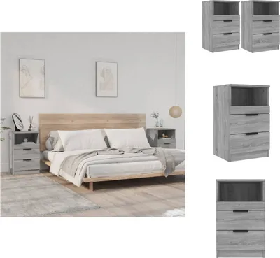Immagine prodotto di vidaXL Comodini 2 pz. Materiale a base di legno Sonoma grigio - Comodini