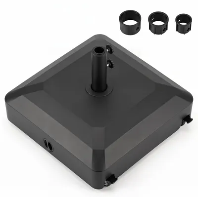 Produktbild von KOMFOTTEU Schirmständer, Sonnenschirmständer mit Rollen, befüllbar mit Wasser & Sand bis 68kg, Sonnenschirmfuß aus Kunststoff für Schirmstange 32/38/48 mm, Schirmhalter für Garten, Schwarz
