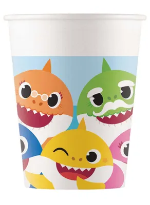 Obrázek produktu pro Papírový kelímek Baby Shark8 kusů barevný 200 ml - jedna velikost