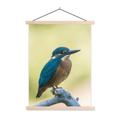 Produktbild von MuchoWow® Textilposter Eisvogel - Zweig - Vogel 40x53 cm mit holzfarbenen Rahmen - Schlafzimmer