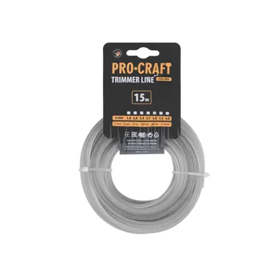 Obrázek produktu pro Struna žací zesílená (3mm) (15m) čtverec PROCRAFT KV/AR-3/15