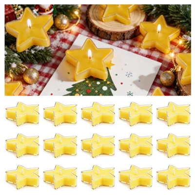 Teelicht-Set, 24 Stück Sternkerzen, Weihnachtsdekoration