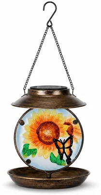 Produktbild von Vogelhaus Garten Solar, hängender Vogelfutterspender mit LED Beleuchtung, wetterfestes Futterhaus für Wildvögel, ideal für Terrasse und Balkon