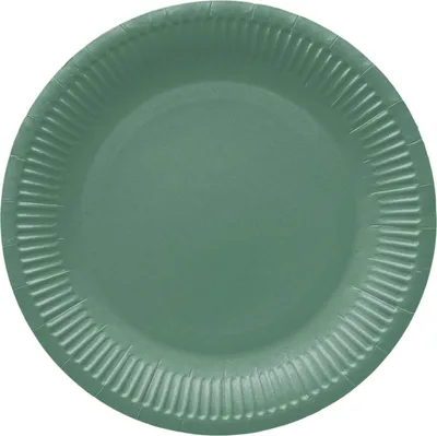 Obrázek produktu pro Kulatý papírový talíř "Tmavě zelený", průměr 23 cm, 8 kusů.