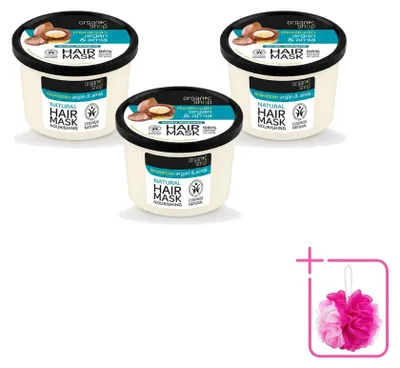 Productafbeelding van 3 x Biologisch haarmasker Argan & Amla - Herstellend - 250 ml - Voordeelverpakking - 3 stuks