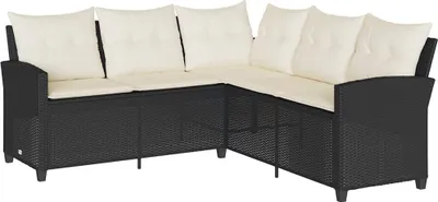 Immagine prodotto di vidaXL Divano letto a L con cuscini in polyrattan nero