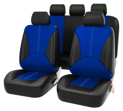 Produktbild von Autositzbezüge - Universal 5-Sitzer Set - 9-teilig - Für Vorder- und Rücksitze - Ganzjahresnutzung - Schwarz Blau