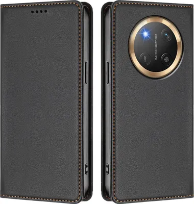 Produktbild von Handyhülle für Honor X9C/Magic7 Lite, Kunstleder Klapphülle Stoßfeste Magnetische Hülle mit Ständer Schwarz