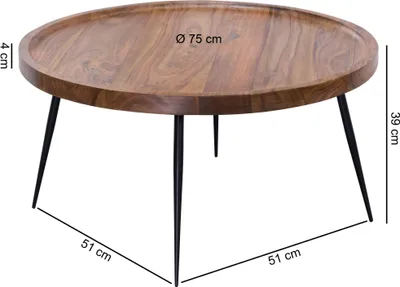 Obrázok produktu pre Konferenčný stolík BHARU 75x39x75 cm Sheesham masívne drevo / kov