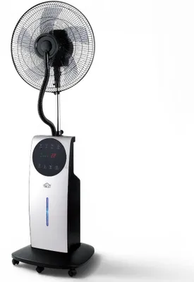 Image de Ventilateur multifonction à 3 pales avec roulettes et brumisateur, 100 W, écran LED, Nebuly