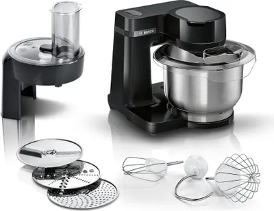 Obrázok produktu pre Bosch Serie 2 MUMS2EB01, 3,8 L, Čierna, Nerezová oceľ, Tlačidlá, 2 kg, 1,1 m, Nerezová oceľ
