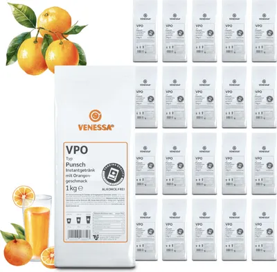 Produktbild von VENESSA Punsch Orange 20 x 1kg Löslich & alkoholfrei - Instant Getränkepulver mit angenehmer Süße - Eignet sich für alle Vending Automaten