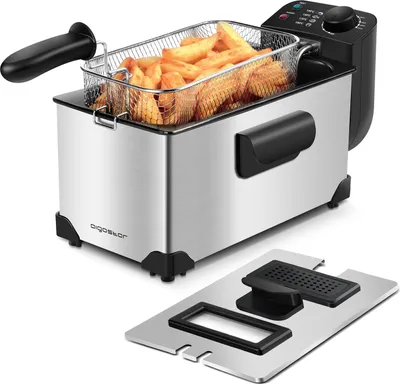 Produktbild von Aigostar Fritteuse - Temperaturregelung, Edelstahl, 2200 Watt, 3 Liter. BPA-frei