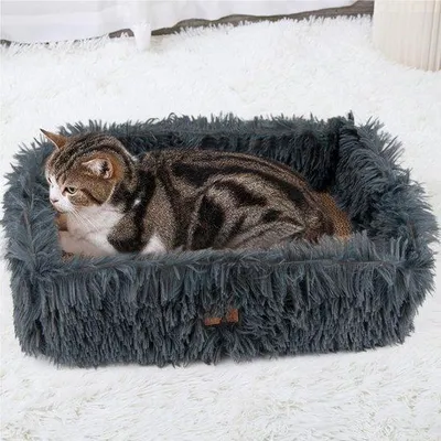 Produktbild von Famanu Kratzbrett aus Karton - robustes großes Katzenbett - plüschige Kratzfläche mit Wellpappe - abnehmbar - doppelseitig verwendbar