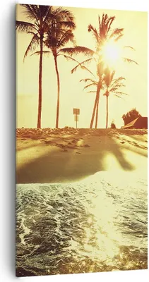 Produktbild von Bild auf Leinwand - Leinwandbild - Strand Meer Palme - 65x120cm - Wand Bild - Wanddeko - Wandbilder - Leinwanddruck - Bilder - Kunstdruck - Wanddekoration - Leinwand bilder - Wandkunst - PA65x120-3609