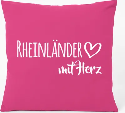 Produktbild von Huuraa Kissen Rheinländer mit Herz 40x40cm mit Füllung Fuchsia Baumwolle Dekokissen Geschenkidee