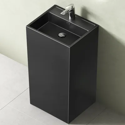 Produktbild von Mai & Mai Design Standwaschbecken freistehend in schwarz, aus Mineralguss, Waschtisch, BTH: 50x42x90cm Col34