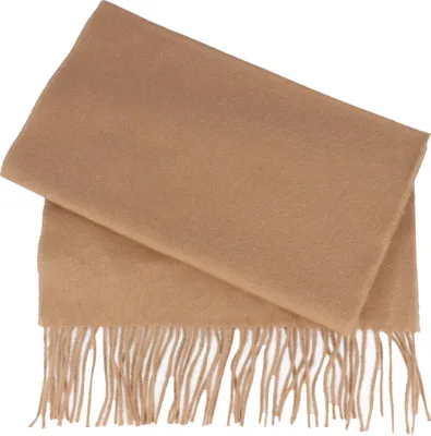 Weich/Cashmere100%/Fransenschal Uni-Farbe von Hut Breiter  in beige