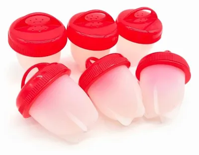 6 Silikon-Eierkocher-Becher für gekochte & pochierte Eier