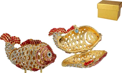 Produktbild von Metallkiste Serie Fisch, reich verziert, für Schmuck & Dekoration