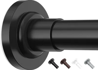 Produktbild von Gardinenschiene ohne Bohren - Teleskopstange für Vorhänge - Schwarz - 53-155 cm