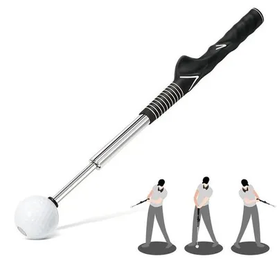 Image de Unyqoos® : Entraîneur de swing de golf télescopique, de 38,5 à 66 cm – acier inoxydable, poignée en caoutchouc antidérapante, son de frappe réaliste, pour intérieur et extérieur, idéal pour les débutants