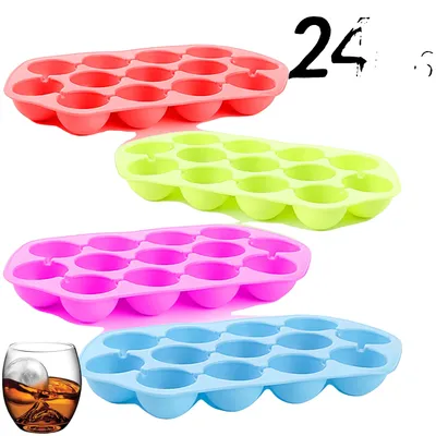 Image de Bac à glaçons, en silicone, forme ronde, assortiment de 24 pièces + Prix avantageux