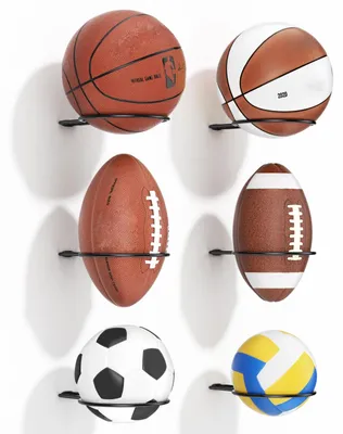 Obrázek produktu pro Nástěnné držáky na basketbalové míče, sada 6 kusů, vhodné pro sportovní míče