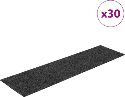 Image de Tapis d'escalier autocollants 30 pièces 76 x 20 cm Anthracite Rectangulaire