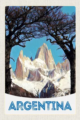 Produktbild von vianmo Holzschild 18x12 cm Argentinien Gebirge Wanderung Bildmotiv Reisemotiv Abenteuer Reisen