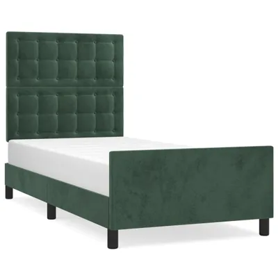 Image de vidaXL Cadre de lit sans matelas vert foncé 100x200 cm velours