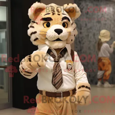 Produktbild von Beiges REDBROKOLY Tiger-Maskottchenkostüm mit Weste und Ohrringen