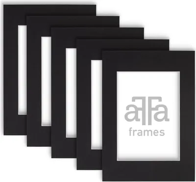 Produktbild von aFFa frames Passe Partout | Minimalistische Bildunterlage zur Anzeige Ihrer Fotos, Poster, Diplome | Karton, Farbe, Schwarz, 15x20 cm | 5 Stück pro Set