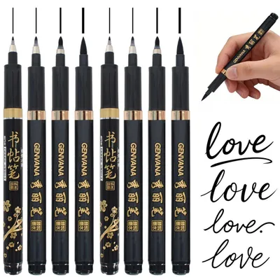 Produktbild von 8 Stück Japanische Kalligraphie Stifte Pinsel für Tuschemalerei und Zeichnen