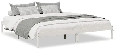 Produktbild von vidaXL Massivholzbett Extra Lang ohne Matratze Weiß 180x220 Kieferholz