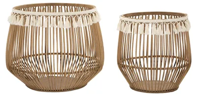 Zdjęcie produktu dla Zestaw koszyków rattanowych, 2 sztuki, wymiary: 47x39,5 cm i 34x36,5 cm, kolor brązowy, marka o Ferretti, model Fuji
