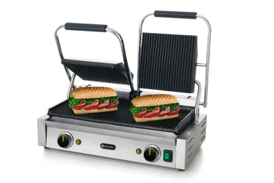 Obrázok produktu pre Dvojitý kontaktný gril Hendi so 4 drážkovanými povrchmi a výkonom 3600 W
