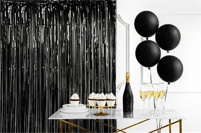 Produktbild von PartyDeco Partyvorhang, schwarz, 90x250cm, Dekoration, Schwarz, Universal, 900 mm, 2500 mm, 1 Stück(e)