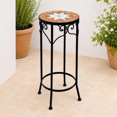 Produktbild von DanDiBo Blumenhocker Mosaik Rund 54 cm Blumenständer 12011 Beistelltisch Pflanzenständer Mosaiktisch