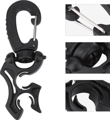 Produktbild von BCD Niederdruckschlauchclip (schwarz) – Schnapphaken zur Befestigung von Atemregler-Schläuchen, ideal für Tauchen und Outdoor-Aktivitäten
