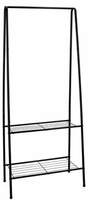 Productafbeelding van Kledingrek - Multifunctionele kledingorganizer - Metaal - Dubbel schoenenrek - Stabile constructie - 80 x 35 x 6 cm - Zwart