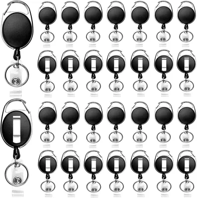 Produktbild von 30 einziehbare Schlüsselanhänger, Auswelter mit Karabiner, Gürtelclip und Schlüsselring, Auswelter für Ausweise, Namensschilder und Schlüsselringe
